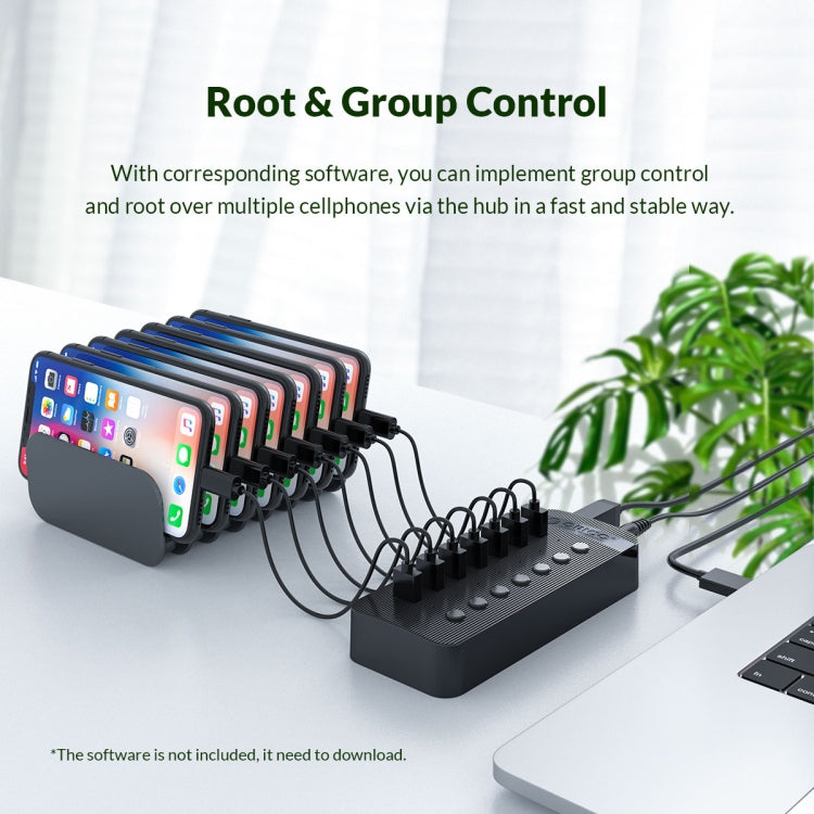 ORICO CT2U3-7AB-BK 7 In 1 Plastic Stripes Multi-Port USB HUB with Individual Switches, UK Plug(Black) - USB 3.0 HUB by ORICO | Online Shopping South Africa | PMC Jewellery | Buy Now Pay Later Mobicred