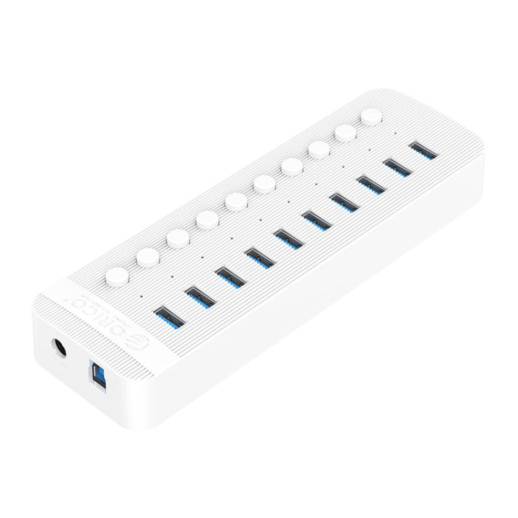 ORICO CT2U3-10AB-WH 10 In 1 Plastic Stripes Multi-Port USB HUB with Individual Switches, EU Plug(White) - free shipping - PMC Jewellery - Order now!