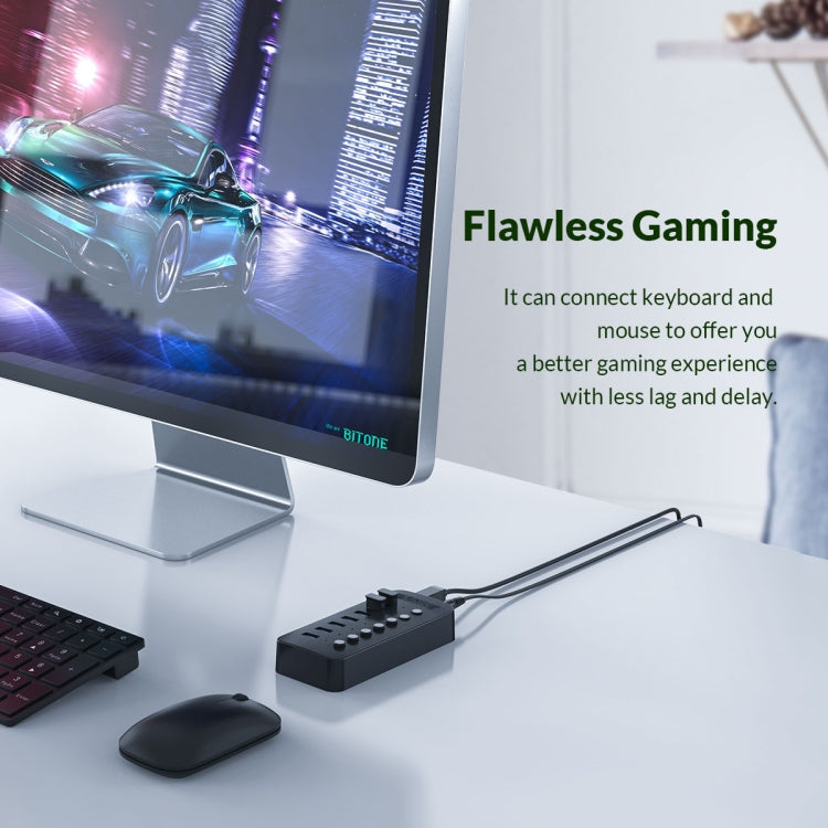 ORICO CT2U3-10AB-WH 10 In 1 Plastic Stripes Multi-Port USB HUB with Individual Switches, EU Plug(White) - free shipping - PMC Jewellery - Order now!