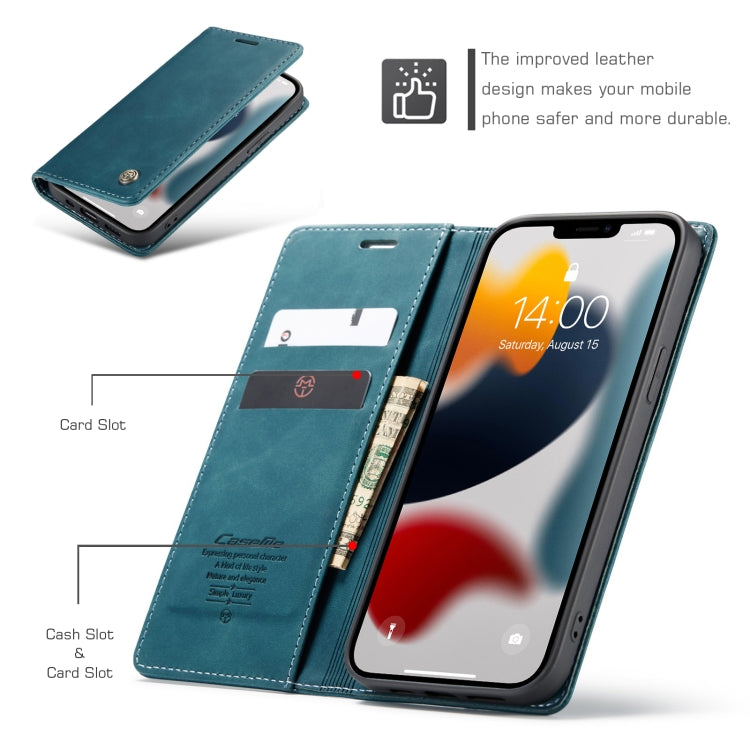 For iPhone 13 Pro CaseMe-013 Multifunctional Retro Frosted Horizontal Flip Leather Case with Card Slot & Holder & Wallet (Blue) - iPhone 13 Pro Cases by CaseMe | Online Shopping South Africa | PMC Jewellery | Buy Now Pay Later Mobicred