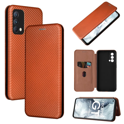 Carbon Fiber Texture Horizontal Flip TPU + PC + PU Leather Case with Card Slot For OPPO Realme GT Master(Brown) - Realme Cases by PMC Jewellery | Online Shopping South Africa | PMC Jewellery | Buy Now Pay Later Mobicred