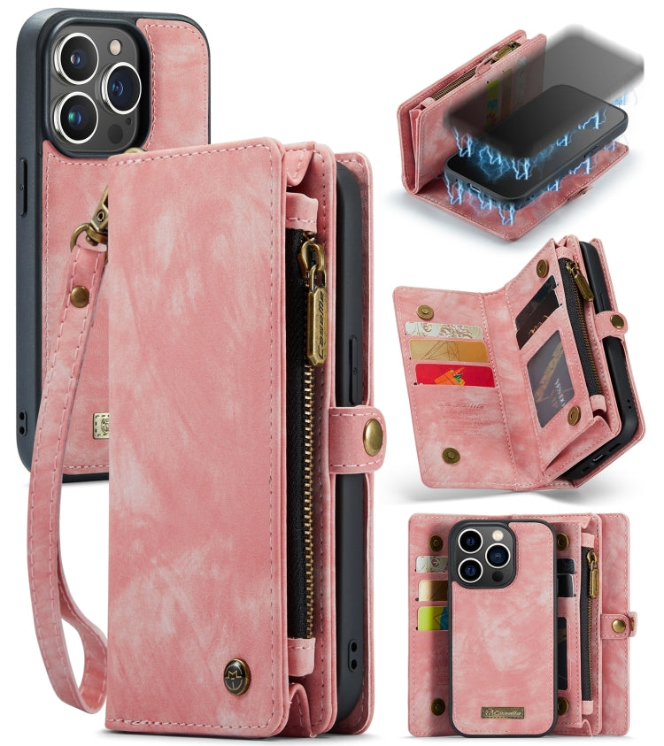 For iPhone 13 Pro CaseMe-008 Detachable Multifunctional Horizontal Flip Leather Case(Pink) - iPhone 13 Pro Cases by CaseMe | Online Shopping South Africa | PMC Jewellery | Buy Now Pay Later Mobicred