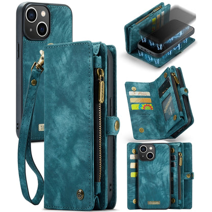 For iPhone 13 mini CaseMe-008 Detachable Multifunctional Horizontal Flip Leather Case with Card Slot & Holder & Zipper Wallet & Photo Frame (Blue) - iPhone 13 mini Cases by CaseMe | Online Shopping South Africa | PMC Jewellery | Buy Now Pay Later Mobicred