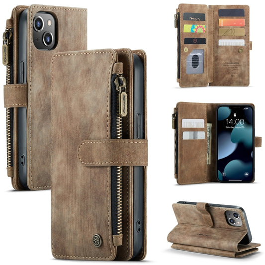 For iPhone 13 CaseMe-C30 PU + TPU Multifunctional Horizontal Flip Leather Case with Holder & Card Slot & Wallet & Zipper Pocket(Brown) - iPhone 13 Cases by CaseMe | Online Shopping South Africa | PMC Jewellery | Buy Now Pay Later Mobicred