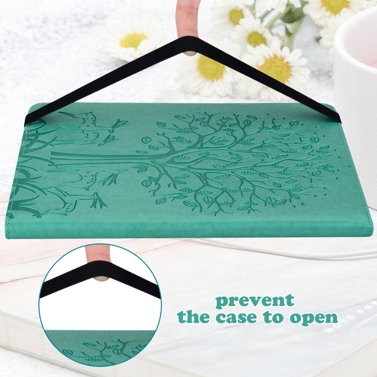 For Huawei MediaPad M5 lite Tree & Deer Pattern Pressed Printing Horizontal Flip PU Leather Case with Holder & Card Slots(Green) - Huawei by PMC TechLife | Online Shopping South Africa | PMC TechLife | Buy Now Pay Later Mobicred