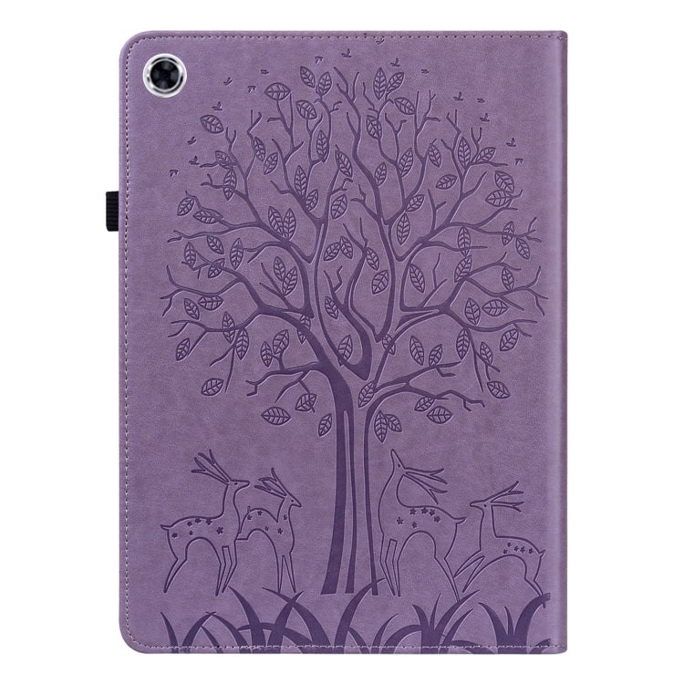 For Lenovo Tab M10 HD Gen 2 Tree & Deer Pattern Pressed Printing Horizontal Flip PU Leather Case with Holder & Card Slots(Purple) - Lenovo by PMC TechLife | Online Shopping South Africa | PMC TechLife | Buy Now Pay Later Mobicred