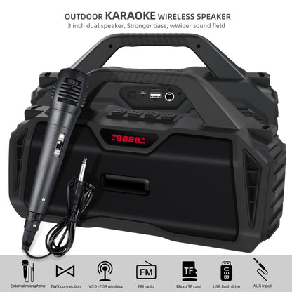 New Rixing NR-6011M Bluetooth 5.0 Portable Outdoor Karaoke Wireless Bluetooth Speaker with Microphone & Shoulder Strap(Black) - Desktop Speaker by NewRixing | Online Shopping South Africa | PMC Jewellery | Buy Now Pay Later Mobicred