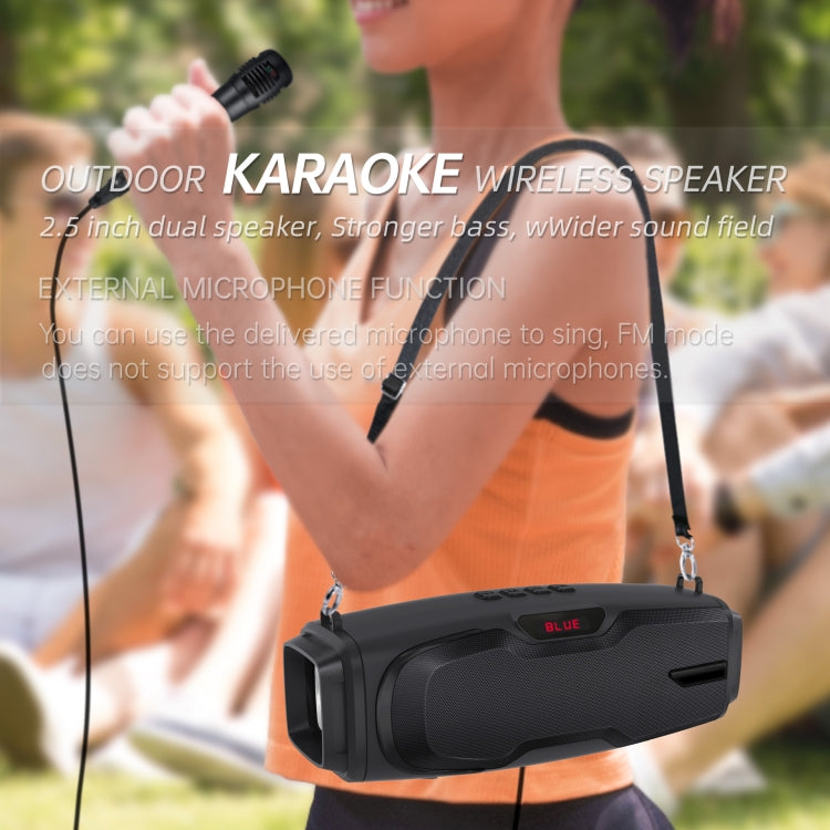 New Rixing NR-6012M Bluetooth 5.0 Portable Outdoor Karaoke Wireless Bluetooth Speaker with Microphone & Shoulder Strap(Black) - Desktop Speaker by NewRixing | Online Shopping South Africa | PMC Jewellery | Buy Now Pay Later Mobicred