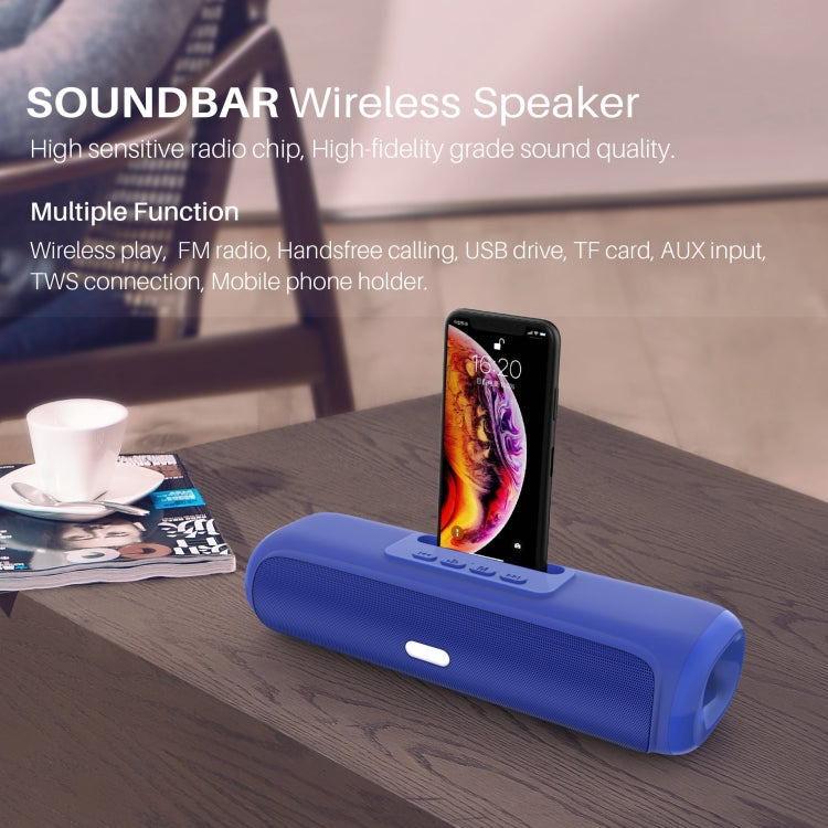 NewRixing NR-2027 TWS Long Bar Shaped Bluetooth Speaker with Mobile Phone Holder(Blue) - Desktop Speaker by NewRixing | Online Shopping South Africa | PMC Jewellery | Buy Now Pay Later Mobicred