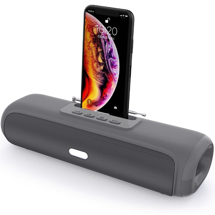 NewRixing NR-2027FM TWS Soundbar Bluetooth Speaker with Mobile Phone Holder & Antenna(Grey) - Desktop Speaker by NewRixing | Online Shopping South Africa | PMC Jewellery | Buy Now Pay Later Mobicred