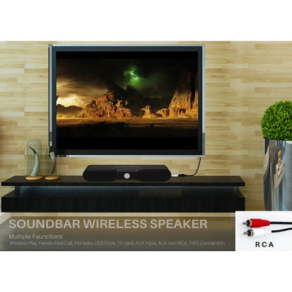 NewRixing NR-4017 TWS Pure Color Soundbar Bluetooth Speaker with Knob(Black) - Desktop Speaker by NewRixing | Online Shopping South Africa | PMC Jewellery | Buy Now Pay Later Mobicred