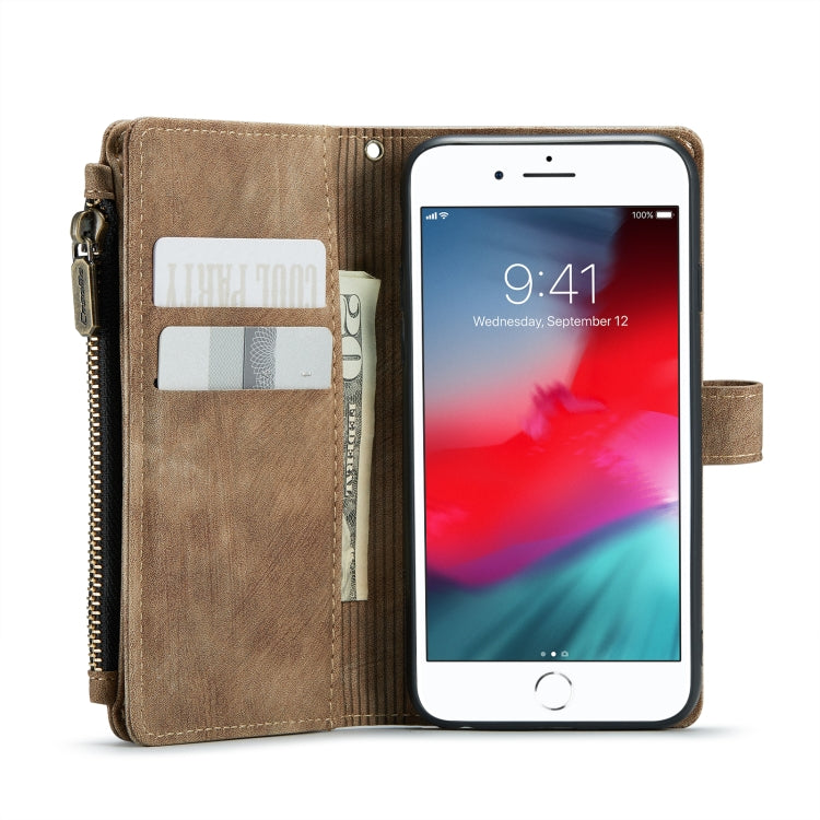 For iPhone SE 2022 / SE 2020 / 8 / 7 / 6 CaseMe-C30 PU + TPU Multifunctional Horizontal Flip Leather Case with Holder & Card Slot & Wallet & Zipper Pocke(Brown) - iPhone SE 2022 / 2020 / 8 / 7 Cases by CaseMe | Online Shopping South Africa | PMC Jewellery