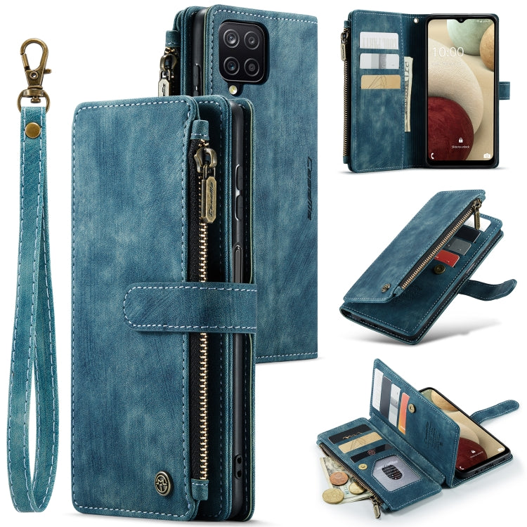 For Samsung Galaxy A12 CaseMe-C30 PU + TPU Multifunctional Horizontal Flip Leather Case with Holder & Card Slot & Wallet & Zipper Pocket(Blue) - Galaxy Phone Cases by CaseMe | Online Shopping South Africa | PMC Jewellery | Buy Now Pay Later Mobicred