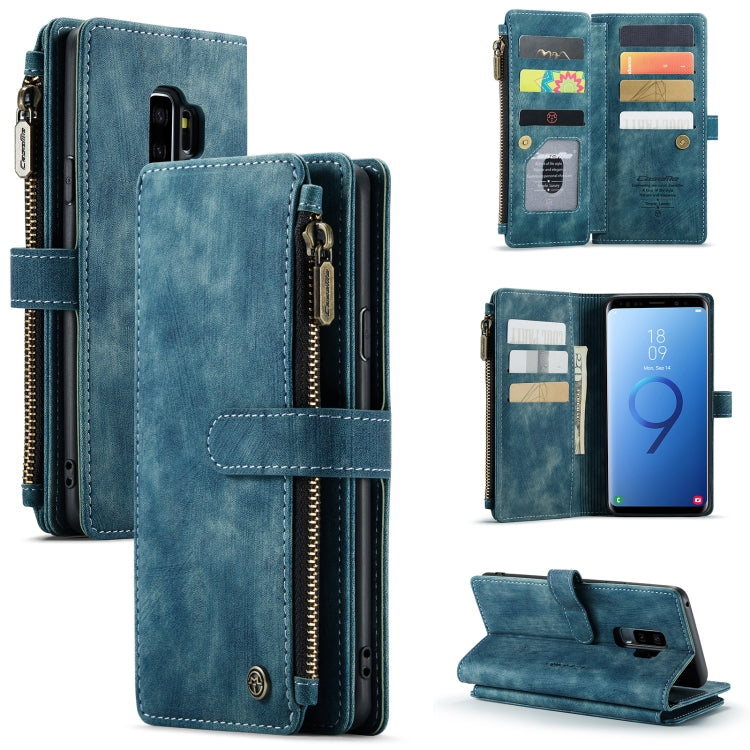 For Samsung Galaxy S9+ CaseMe-C30 PU + TPU Multifunctional Horizontal Flip Leather Case with Holder & Card Slot & Wallet & Zipper Pocket(Blue) - Galaxy Phone Cases by CaseMe | Online Shopping South Africa | PMC Jewellery | Buy Now Pay Later Mobicred