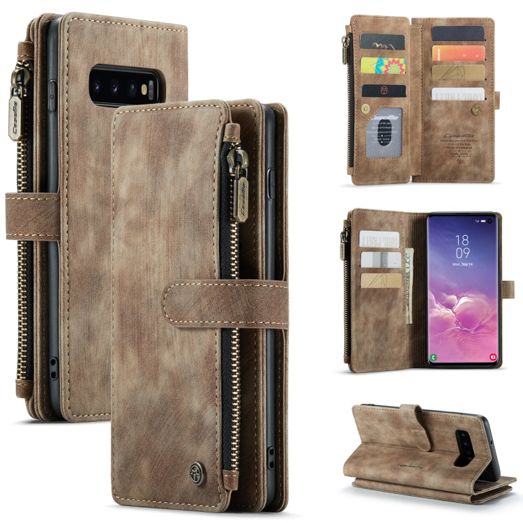 For Samsung Galaxy S10 CaseMe-C30 PU + TPU Multifunctional Horizontal Flip Leather Case with Holder & Card Slot & Wallet & Zipper Pocket(Brown) - Galaxy Phone Cases by CaseMe | Online Shopping South Africa | PMC Jewellery | Buy Now Pay Later Mobicred