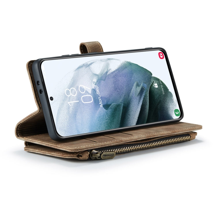 For Samsung Galaxy S21+ 5G CaseMe-C30 PU + TPU Multifunctional Horizontal Flip Leather Case with Holder & Card Slot & Wallet & Zipper Pocket(Brown) - Galaxy S21+ 5G Cases by CaseMe | Online Shopping South Africa | PMC Jewellery | Buy Now Pay Later Mobicred