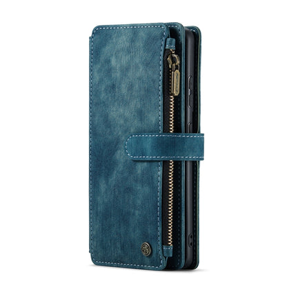 For Samsung Galaxy S21 FE CaseMe-C30 PU + TPU Multifunctional Horizontal Flip Leather Case with Holder & Card Slot & Wallet & Zipper Pocket(Blue) - Galaxy Phone Cases by CaseMe | Online Shopping South Africa | PMC Jewellery | Buy Now Pay Later Mobicred