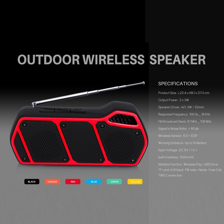 NewRixing NR-5011fm Outdoor Portable Bluetooth Speakerr, Support Hands-free Call / TF Card / FM / U Disk(Red) - Desktop Speaker by NewRixing | Online Shopping South Africa | PMC Jewellery | Buy Now Pay Later Mobicred