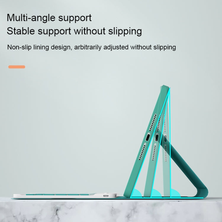 HK006D Square Keys Detachable Bluetooth Solid Color Keyboard Leather Tablet Case with Colorful Backlight & Holder for iPad mini 6(Dark Green) - For iPad mini by PMC TechLife | Online Shopping South Africa | PMC TechLife | Buy Now Pay Later Mobicred