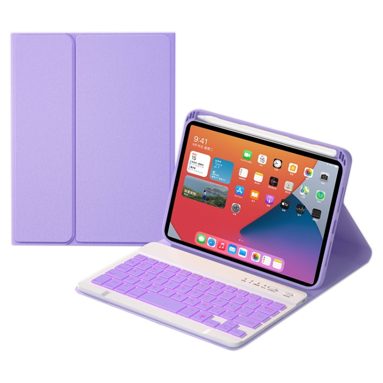 HK006D Square Keys Detachable Bluetooth Candy Color Keyboard Leather Tablet Case with Colorful Backlight & Holder for iPad mini 6(Light Purple) - For iPad mini by PMC TechLife | Online Shopping South Africa | PMC TechLife