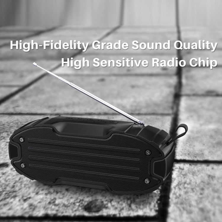 New Rixing NR-907FM TWS Outdoor Bluetooth Speaker Support Hands-free Call / FM with Handle & Antenna(Black) - Desktop Speaker by NewRixing | Online Shopping South Africa | PMC Jewellery | Buy Now Pay Later Mobicred