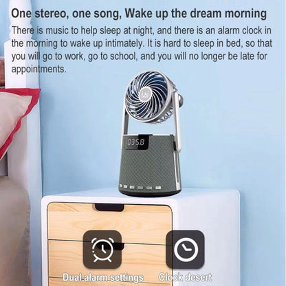 SOAIY K8 Wireless Bluetooth Dual Alarm Clock Speaker with Small Fan(Grey) -  by PMC Jewellery | Online Shopping South Africa | PMC Jewellery | Buy Now Pay Later Mobicred