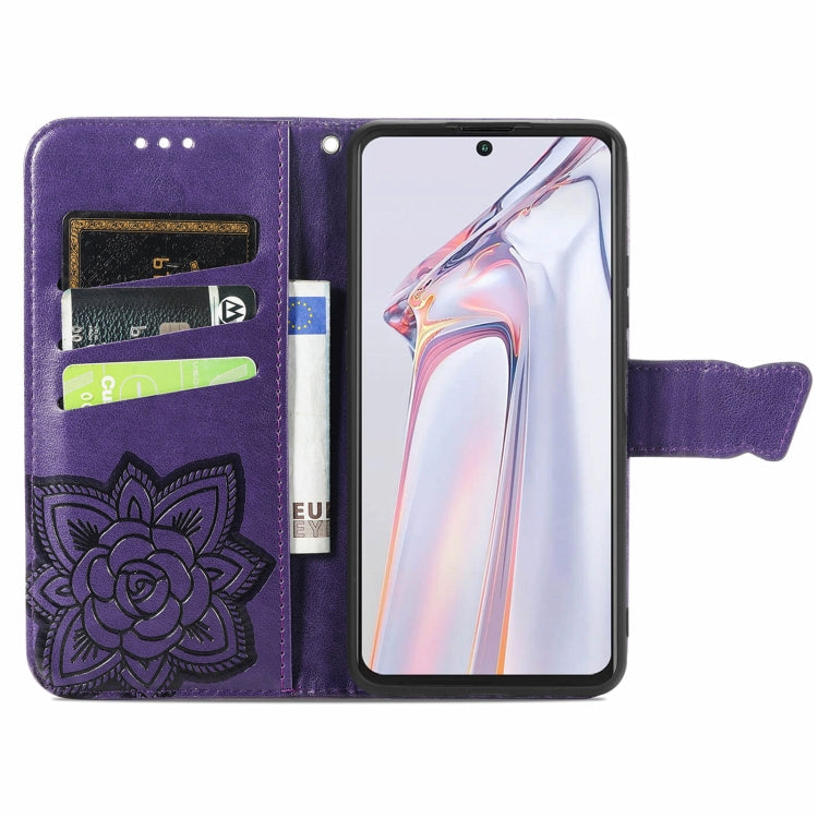 For Blackview A100 Butterfly Love Flower Embossed Horizontal Flip Leather Case with Holder & Card Slots & Wallet & Lanyard(Dark Purple) - More Brand by PMC Jewellery | Online Shopping South Africa | PMC Jewellery | Buy Now Pay Later Mobicred