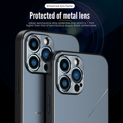 For iPhone 13 R-JUST RJ-52 3-Line Style Metal TPU Shockproof Protective Case(Blue) - iPhone 13 Cases by R-JUST | Online Shopping South Africa | PMC Jewellery | Buy Now Pay Later Mobicred