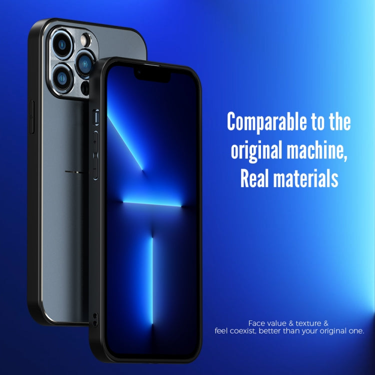 For iPhone 12 Pro R-JUST RJ-52 3-Line Style Metal TPU Shockproof Protective Case(Blue) - iPhone 12 / 12 Pro Cases by R-JUST | Online Shopping South Africa | PMC TechLife | Buy Now Pay Later Mobicred
