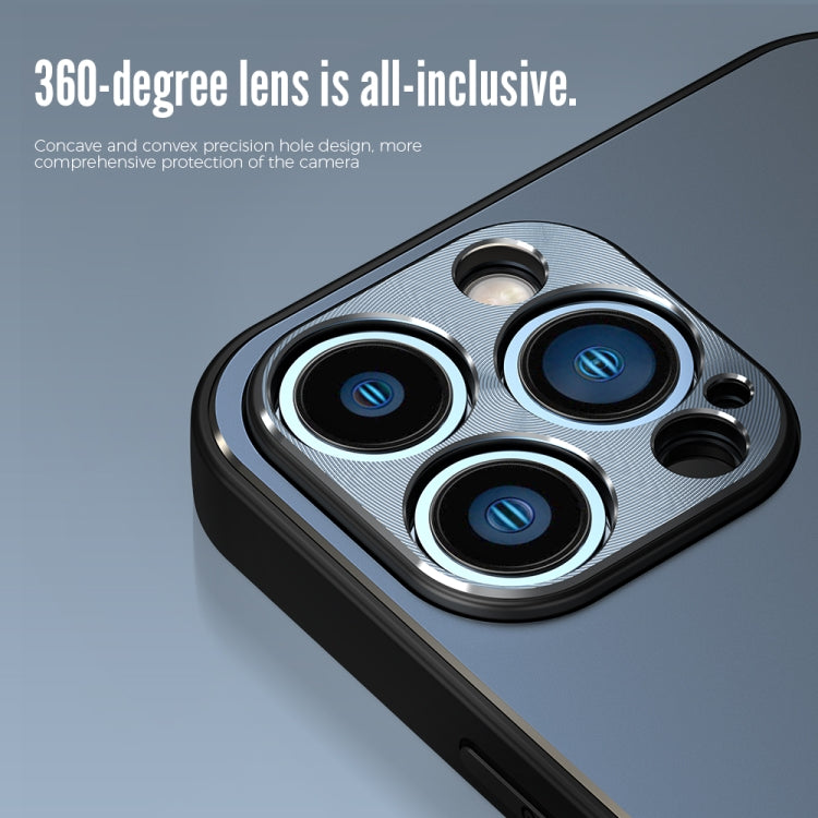 For iPhone 12 Pro R-JUST RJ-52 3-Line Style Metal TPU Shockproof Protective Case(Blue) - iPhone 12 / 12 Pro Cases by R-JUST | Online Shopping South Africa | PMC TechLife | Buy Now Pay Later Mobicred