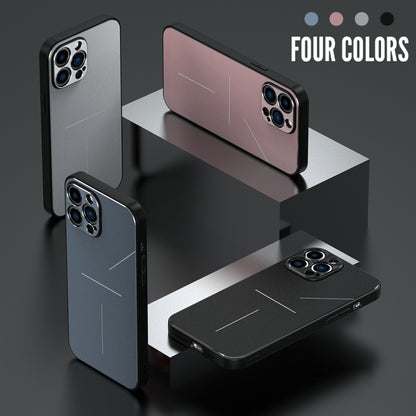 For iPhone 12 Pro Max R-JUST RJ-52 3-Line Style Metal TPU Shockproof Protective Case(Black) - iPhone 12 Pro Max Cases by R-JUST | Online Shopping South Africa | PMC Jewellery