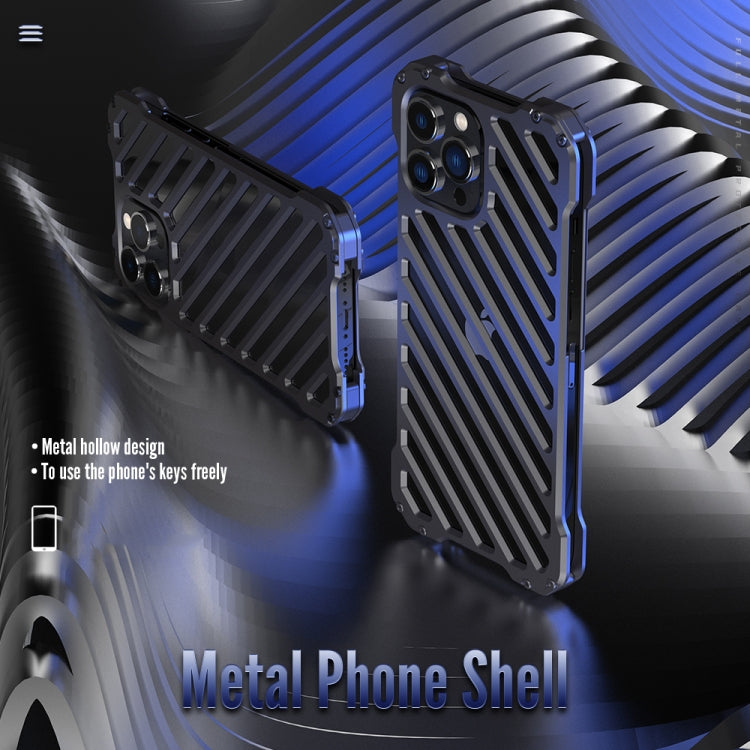 For iPhone 13 R-JUST RJ-50 Hollow Breathable Armor Metal Shockproof Protective Case(Silver Grey) - free shipping - PMC TechLife - Order now!