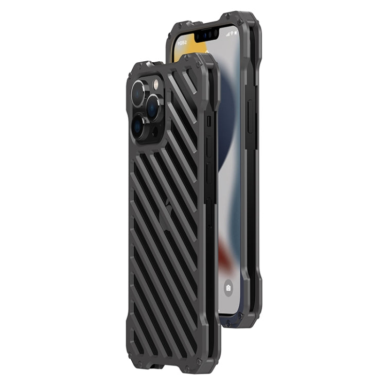 For iPhone 12 Pro Max R-JUST RJ-50 Hollow Breathable Armor Metal Shockproof Protective Case(Silver Grey) - iPhone 12 Pro Max Cases by R-JUST | Online Shopping South Africa | PMC TechLife | Buy Now Pay Later Mobicred