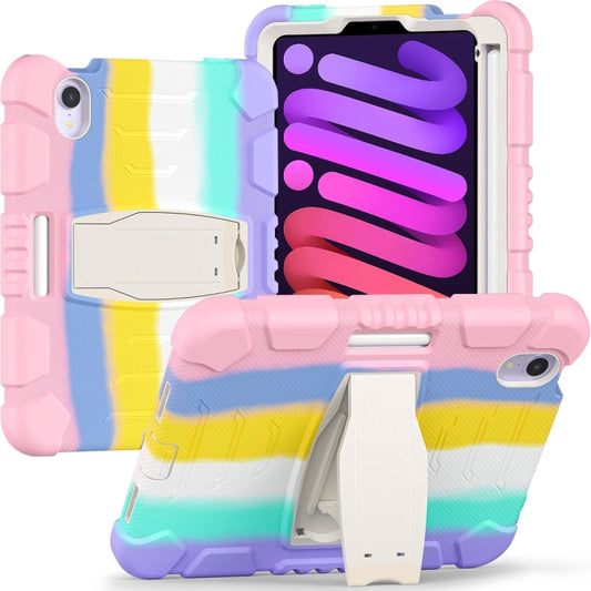 For iPad mini 6 3-Layer Protection Screen Frame + PC + Silicone Shockproof Combination Tablet Case with Holder(Colorful Pink) - iPad mini 6 Cases by PMC Jewellery | Online Shopping South Africa | PMC Jewellery | Buy Now Pay Later Mobicred