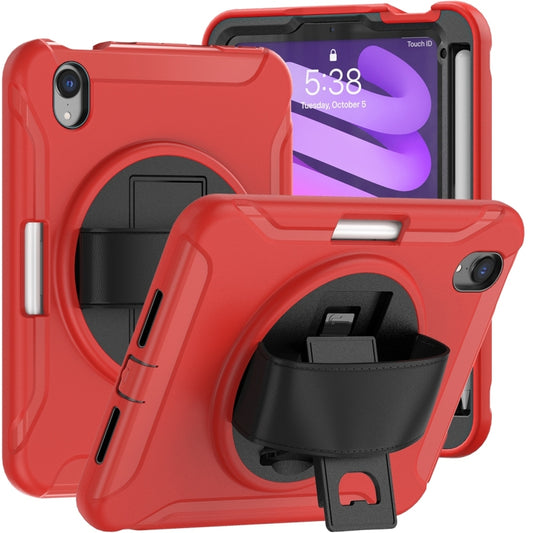 For iPad mini 6 360 Degree Rotation PC + TPU Protective Tablet Case with Holder & Hand-strap(Red) - iPad mini 6 Cases by PMC Jewellery | Online Shopping South Africa | PMC Jewellery | Buy Now Pay Later Mobicred