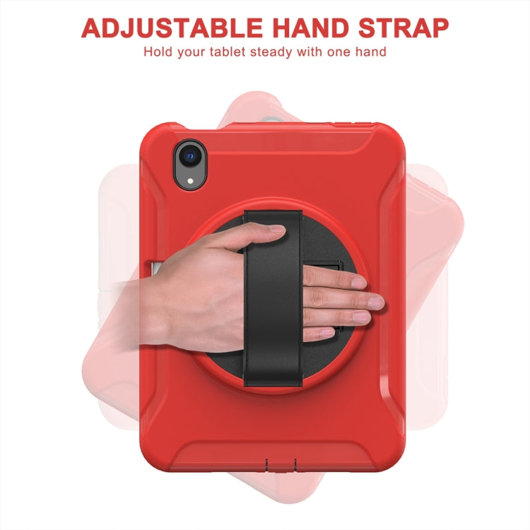 For iPad mini 6 360 Degree Rotation PC + TPU Protective Tablet Case with Holder & Hand-strap(Red) - iPad mini 6 Cases by PMC Jewellery | Online Shopping South Africa | PMC Jewellery | Buy Now Pay Later Mobicred