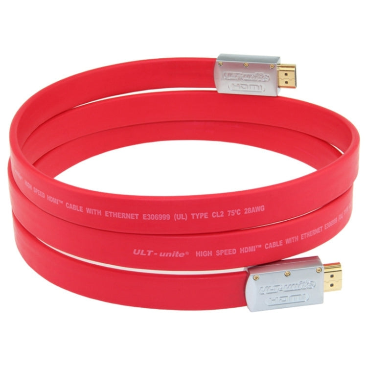 ULT-unite 4K Ultra HD Gold-plated HDMI to HDMI Flat Cable, Cable Length:1.5m(Red) - Cable by ult-unite | Online Shopping South Africa | PMC Jewellery | Buy Now Pay Later Mobicred