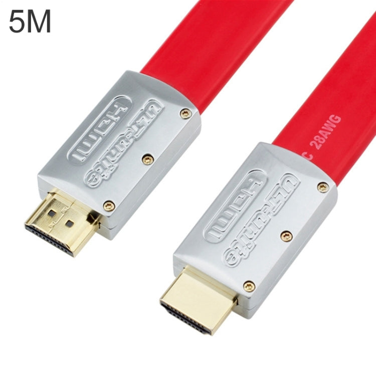 ULT-unite 4K Ultra HD Gold-plated HDMI to HDMI Flat Cable, Cable Length:5m(Red) - Cable by ult-unite | Online Shopping South Africa | PMC Jewellery | Buy Now Pay Later Mobicred