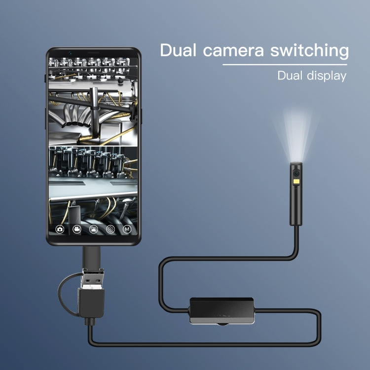 AN100 3 in 1 IP68 Waterproof USB-C / Type-C + Micro USB + USB Dual Cameras Industrial Digital Endoscope with 9 LEDs, Support Android System, Lens Diameter: 5.5mm, Length:1m Soft Cable -  by PMC TechLife | Online Shopping South Africa | PMC TechLife | Buy Now Pay Later Mobicred