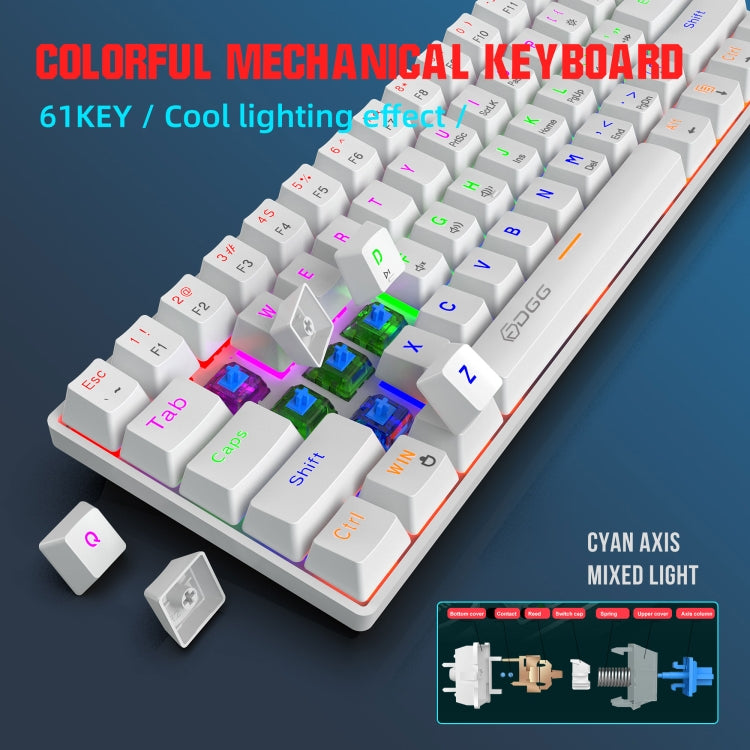 HXSJ V900 61 Keys Cool Lighting Effect Mechanical Wired Keyboard(White) - Wired Keyboard by HXSJ | Online Shopping South Africa | PMC Jewellery | Buy Now Pay Later Mobicred