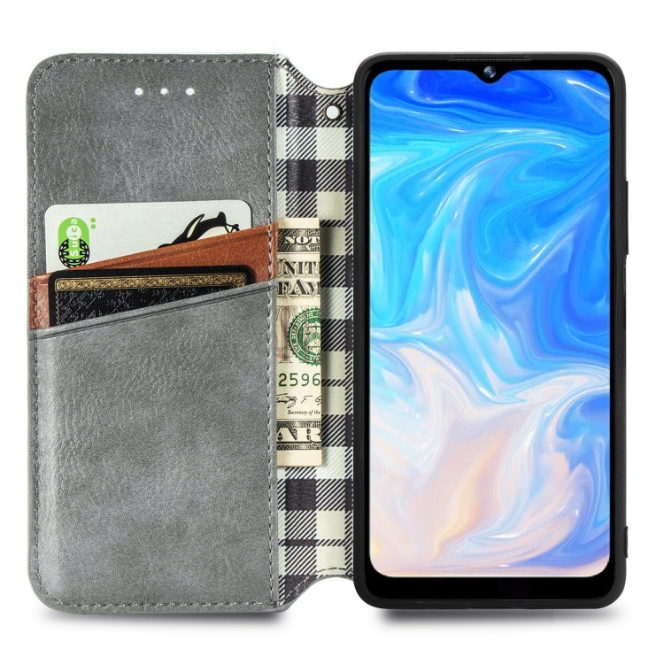 For Doogee N40 Pro Cubic Grid Pressed Horizontal Flip Magnetic Leather Case with Holder & Card Slots & Wallet(Grey) - More Brand by PMC Jewellery | Online Shopping South Africa | PMC Jewellery | Buy Now Pay Later Mobicred