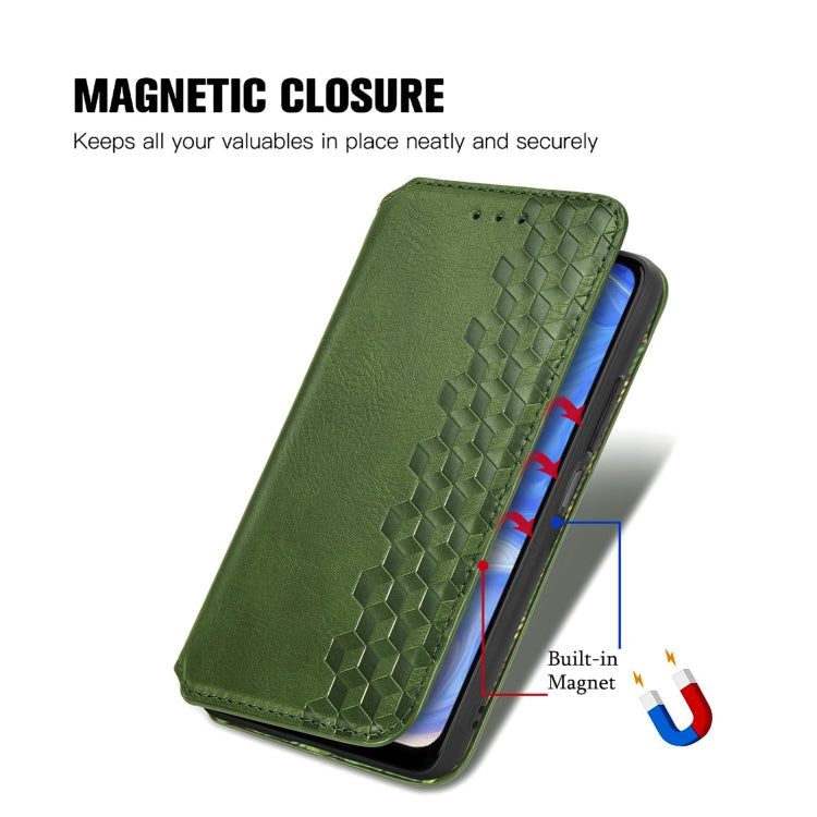 For Doogee N40 Pro Cubic Grid Pressed Horizontal Flip Magnetic Leather Case with Holder & Card Slots & Wallet(Green) - More Brand by PMC Jewellery | Online Shopping South Africa | PMC Jewellery | Buy Now Pay Later Mobicred