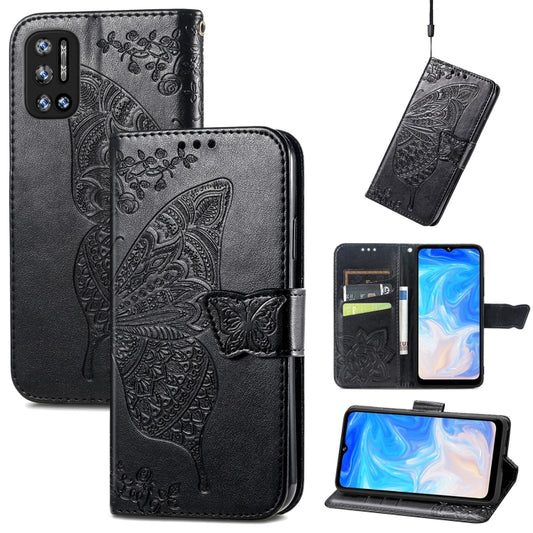 For DOOGEE N40 Pro Butterfly Love Flowers Embossed Horizontal Flip Leather Case with Holder & Card Slots & Wallet & Lanyard(Black) - More Brand by PMC Jewellery | Online Shopping South Africa | PMC Jewellery | Buy Now Pay Later Mobicred