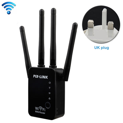 Wireless Smart WiFi Router Repeater with 4 WiFi Antennas, Plug Specification:UK Plug(Black) - Wireless Routers by PMC Jewellery | Online Shopping South Africa | PMC Jewellery | Buy Now Pay Later Mobicred