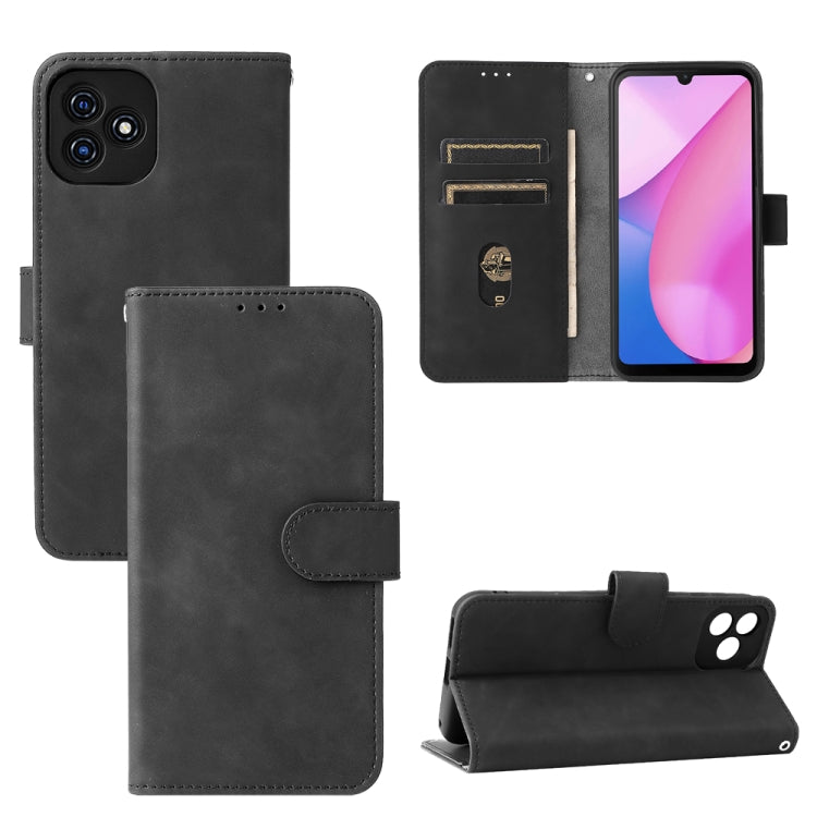 For Blackview Oscal C20 Solid Color Skin Feel Magnetic Buckle Horizontal Flip PU Phone Case(Black) - More Brand by PMC TechLife | Online Shopping South Africa | PMC TechLife | Buy Now Pay Later Mobicred