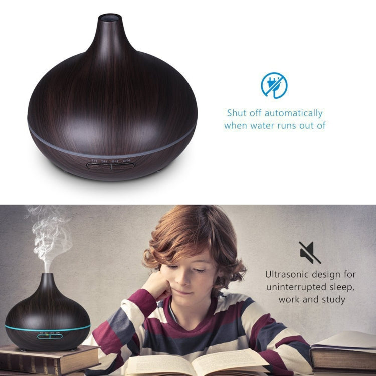 USB 400ml Wood Texture Fragrance Machine Pointed Mouth Humidifier Automatic Alcohol Sprayer with Colorful LED Light & Remote Control(Coffee) - free shipping - PMC TechLife - Order now!