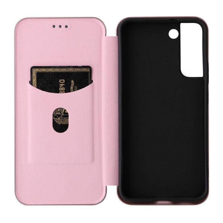 For Samsung Galaxy S22 Carbon Fiber Texture Horizontal Flip Leather Phone Case(Pink) - Galaxy S22 5G Cases by PMC Jewellery | Online Shopping South Africa | PMC Jewellery | Buy Now Pay Later Mobicred