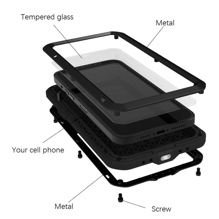 For iPhone 13 mini LOVE MEI Metal Shockproof Life Waterproof Dustproof Protective Phone Case (Red) - free shipping - PMC TechLife - Order now!