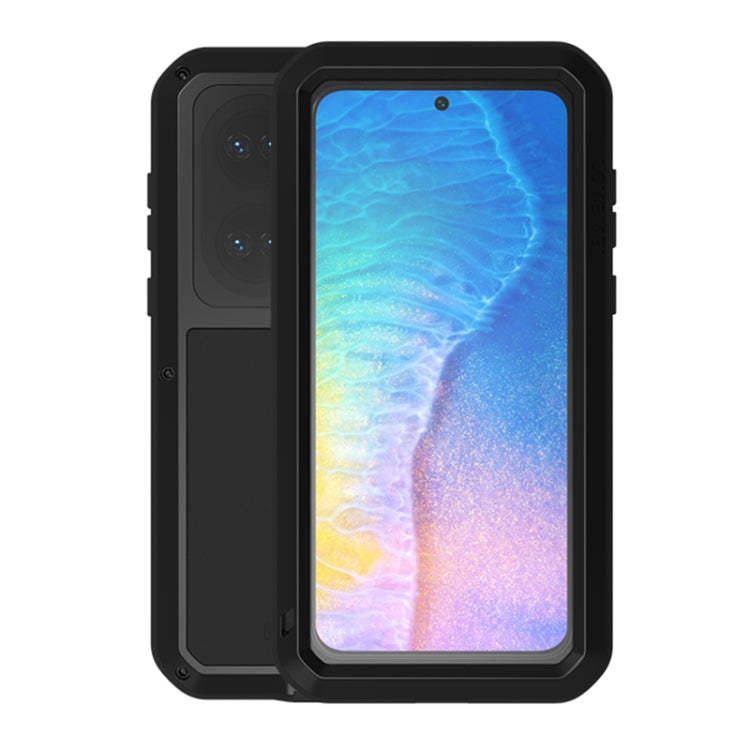 For Huawei P50 LOVE MEI Metal Shockproof Waterproof Dustproof Protective Phone Case with Glass(Black) - Huawei Cases by LOVE MEI | Online Shopping South Africa | PMC Jewellery