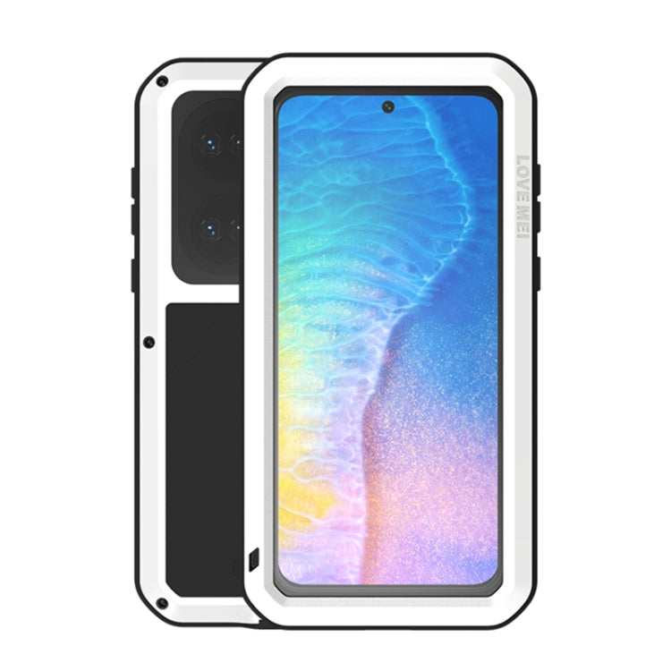 For Huawei P50 LOVE MEI Metal Shockproof Waterproof Dustproof Protective Phone Case with Glass(White) - Huawei Cases by LOVE MEI | Online Shopping South Africa | PMC Jewellery